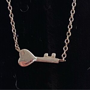 - Delicate 925 Sterling Silver Heart Key Necklace